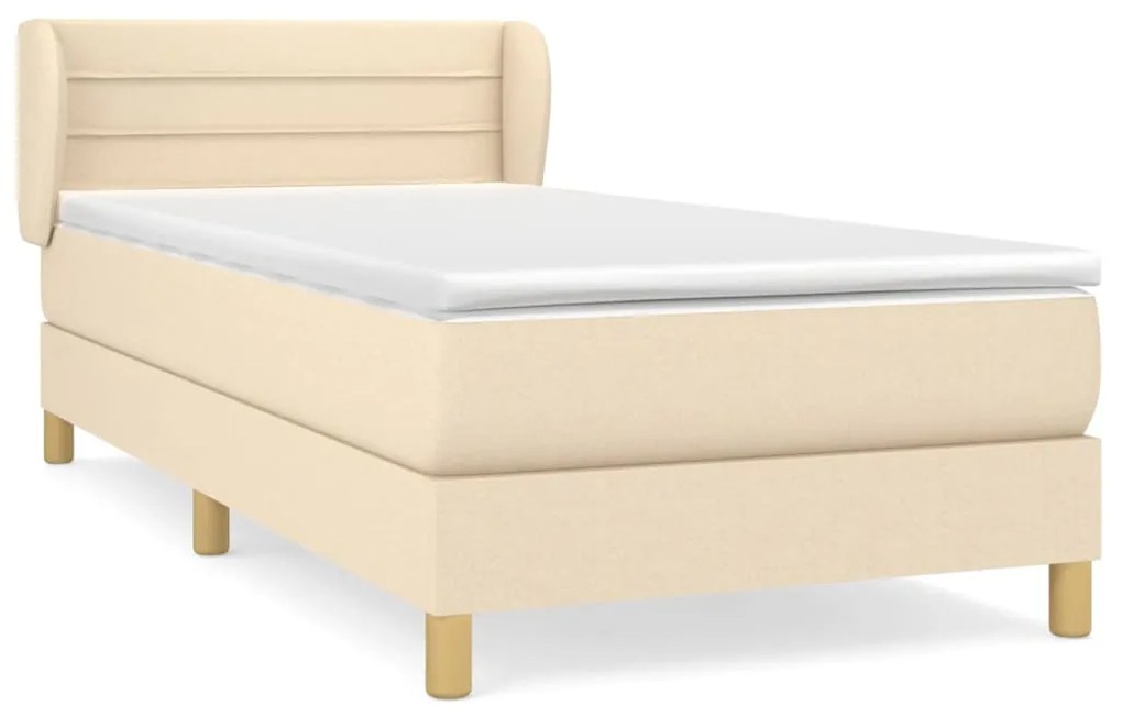 Κρεβάτι Boxspring με Στρώμα Κρεμ 90x200 εκ.Υφασμάτινο - Κρεμ