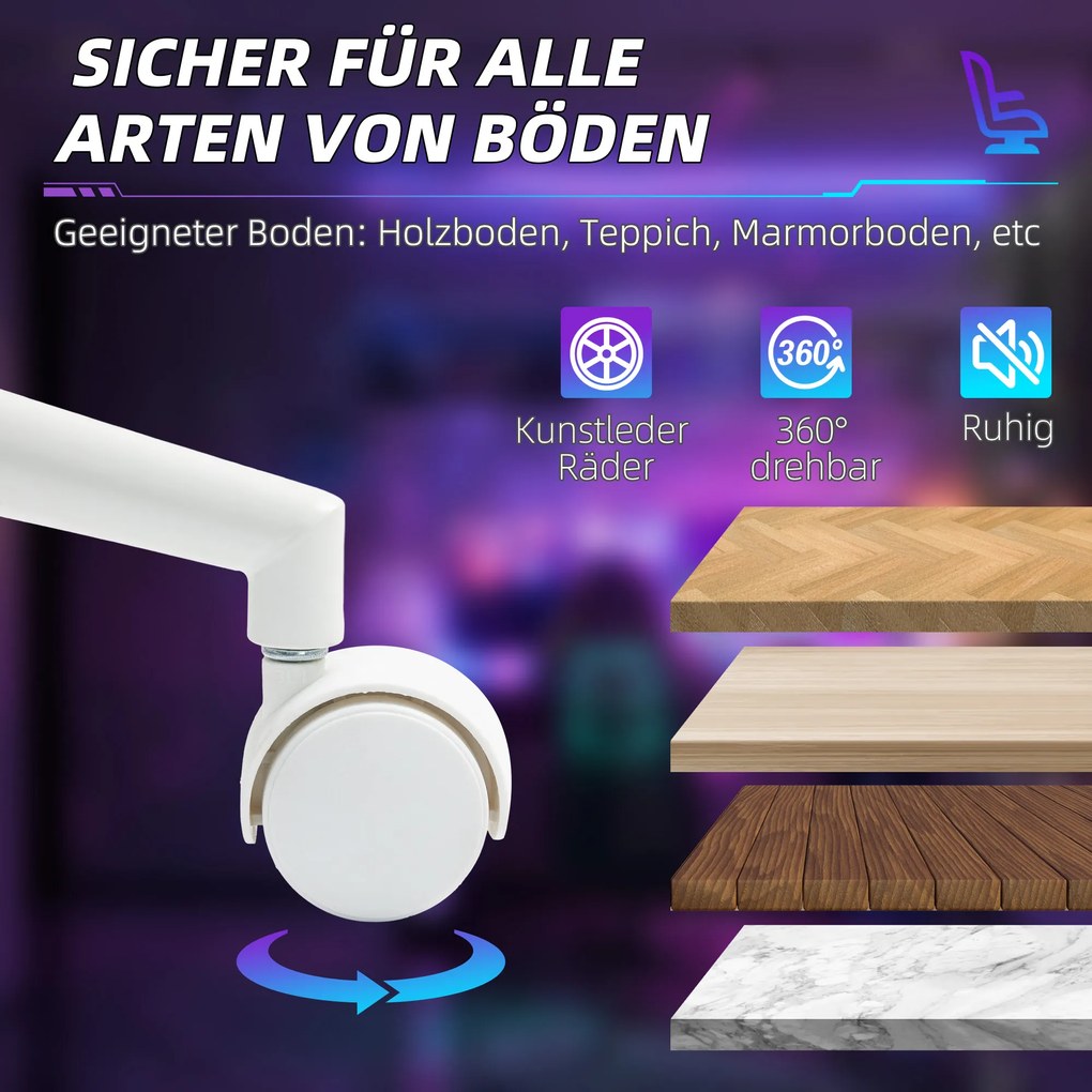 HOMCOM Καρέκλα Gaming, ρυθμιζόμενα μπράτσα & πλάτη, επένδυση από τεχνητό δέρμα, έως 120 kg, μπλε