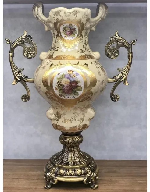 Βάζο Πορσελάνη Μπεζ-Χρυσό 38x16.5x54εκ 819-00095 Estheti-819-00095-Μπεζ 819-00095
