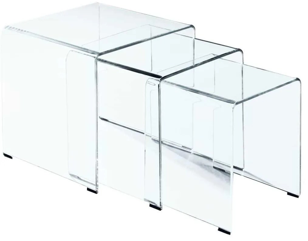 Set-3 Τραπεζάκια GLASSER Clear γυαλί 10mm 42x42x42cm