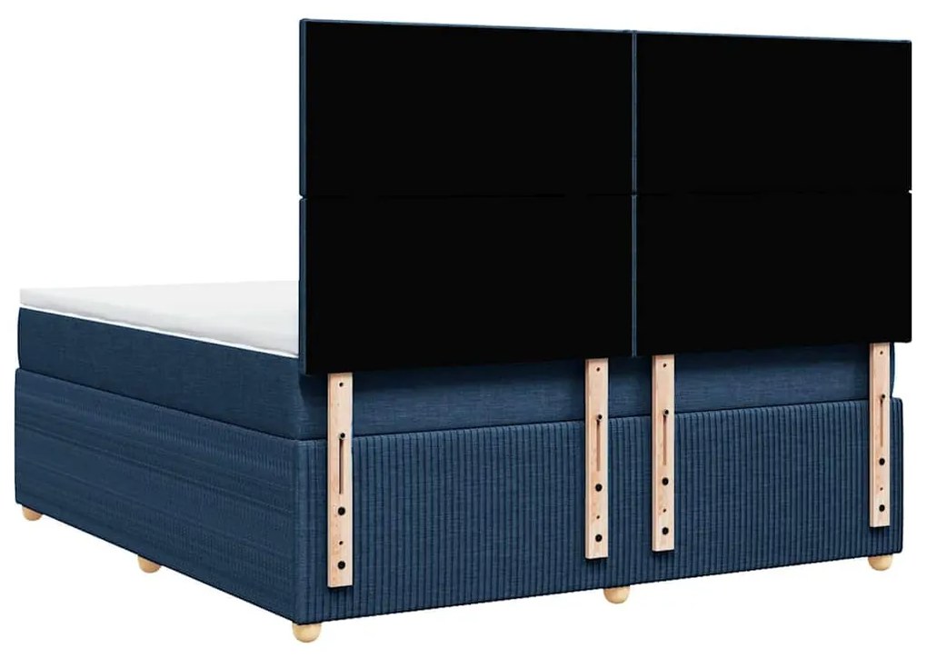vidaXL Κρεβάτι Boxspring με Στρώμα Μπλε 180x200 εκ. Υφασμάτινο