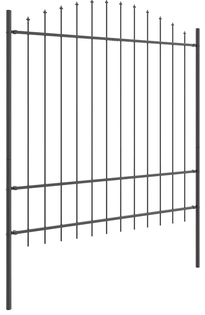 vidaXL Φράχτης κήπου  με τόξο, γκρι, 11,9x1,75 μ, από χάλυβα