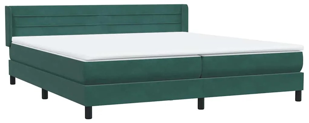 vidaXL Κρεβάτι Boxspring με Στρώμα Σκούρο Πράσινο 200x210εκ. Βελούδινο