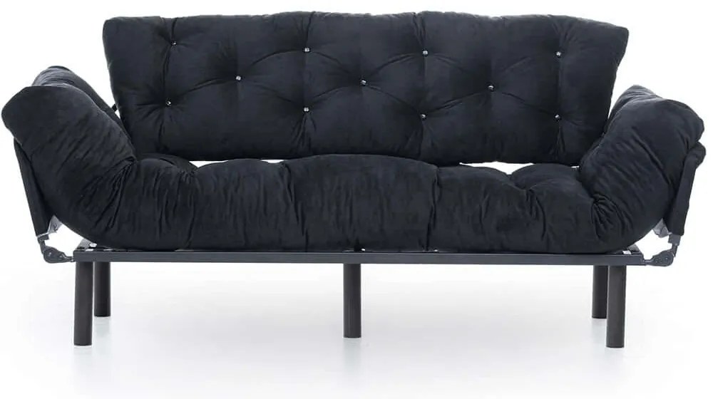 Καναπές - Κρεβάτι Τριθέσιος Nitta 859FTN1357 185x70x85cm Black