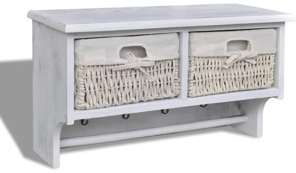 Ράφι Τοίχου Λευκό 60 x 23,5 x 33 εκ. από Ξύλο Παυλώνιας