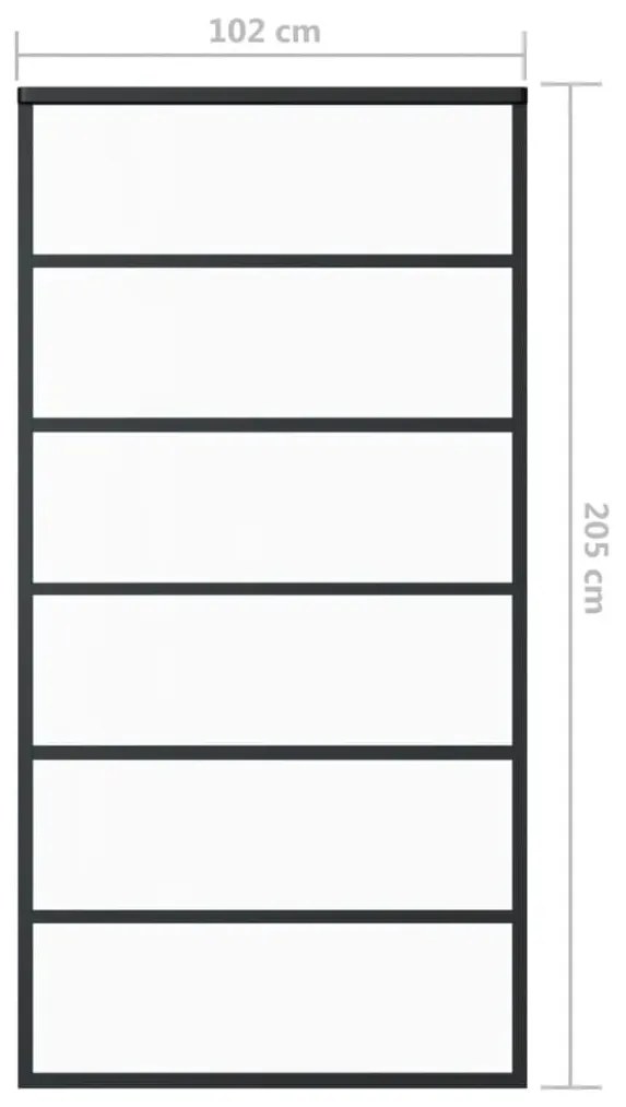 Συρόμενη Πόρτα με Σετ Υλικού ESG Γυαλί &amp; Αλουμίνιο 102 x 205 εκ. - Μαύρο