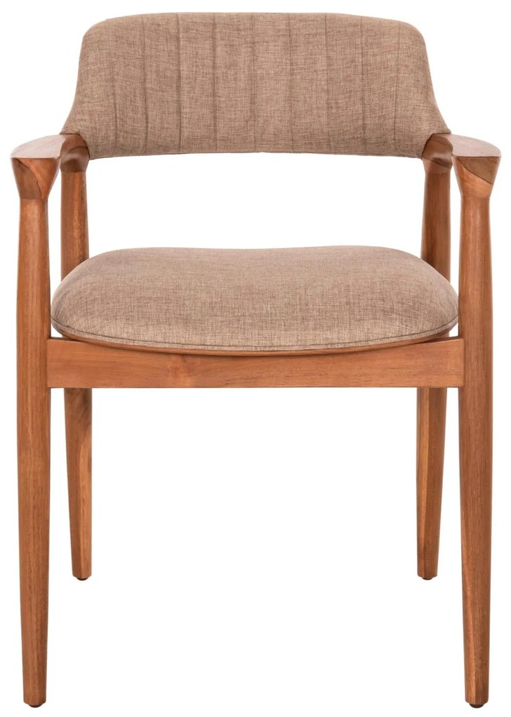 Πολυθρόνα JAMES Teak Wood με Ύφασμα Σαμπανί  57x52x76Υεκ. 57x52x76 εκ.