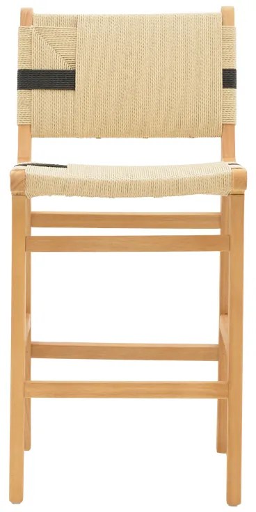 Σκαμπό μπαρ Julien pakoworld rubberwood φυσικό-έδρα φυσικό-μαύρο σχοινί 45x46x95εκ