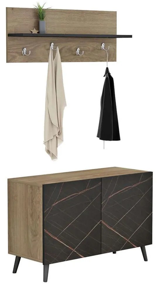 Έπιπλο Εισόδου Delphine HM8876.12 80x31,3x41,5cm Natural-Black Μελαμίνη