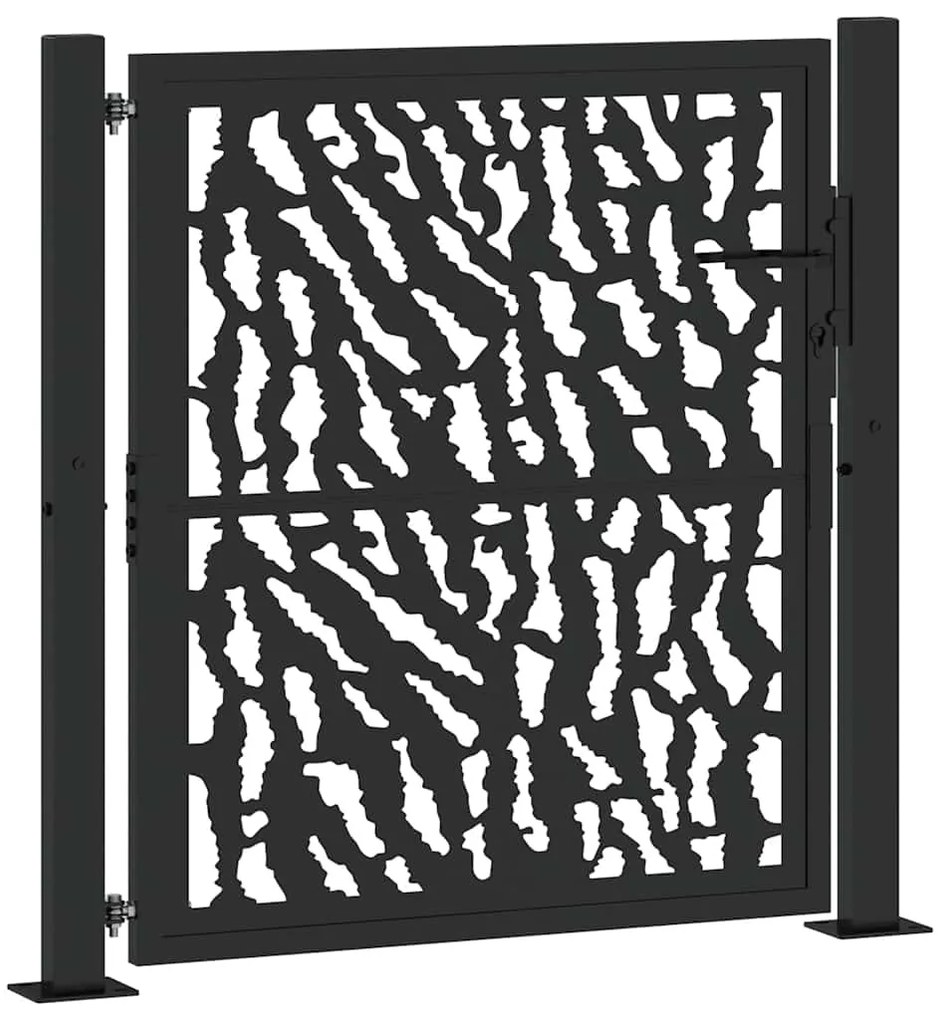 vidaXL Πόρτα Κήπου Μαύρη με Σχέδιο Ατσάλινης Γραμμής 100x100 εκ.