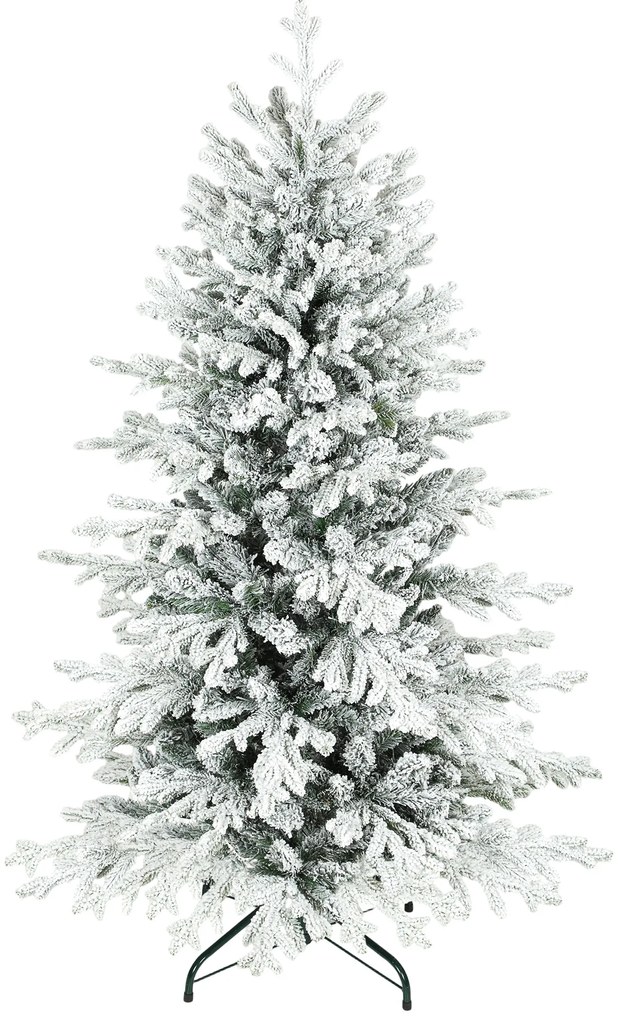 HOMCOM Τεχνητό Χριστουγεννιάτικο Δέντρο, 150cm Χριστουγεννιάτικο Δέντρο με Χιόνι, 1162 Κλαδιά, Αναδιπλούμενη Μεταλλική Βάση
