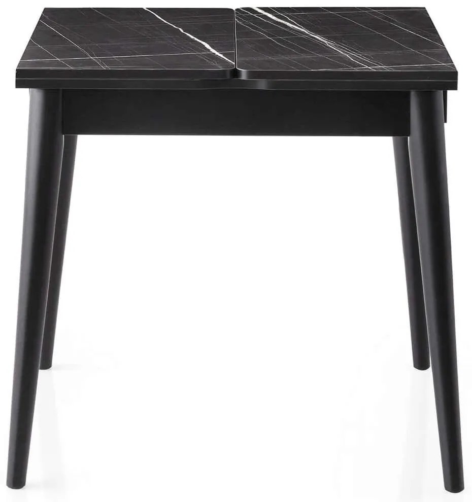 Τραπέζι Επεκτεινόμενο Totem 974NMB2222 80/160x80x75cm Marble Effect Black Μοριοσανίδα, Μέταλλο
