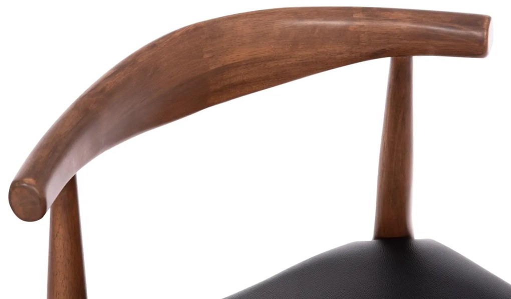Καρέκλα τραπεζαρίας ALOR Rubberwood Καρυδί με PU Μαύρο 55x51x75Υεκ. 2αδα 55x51x75 εκ.