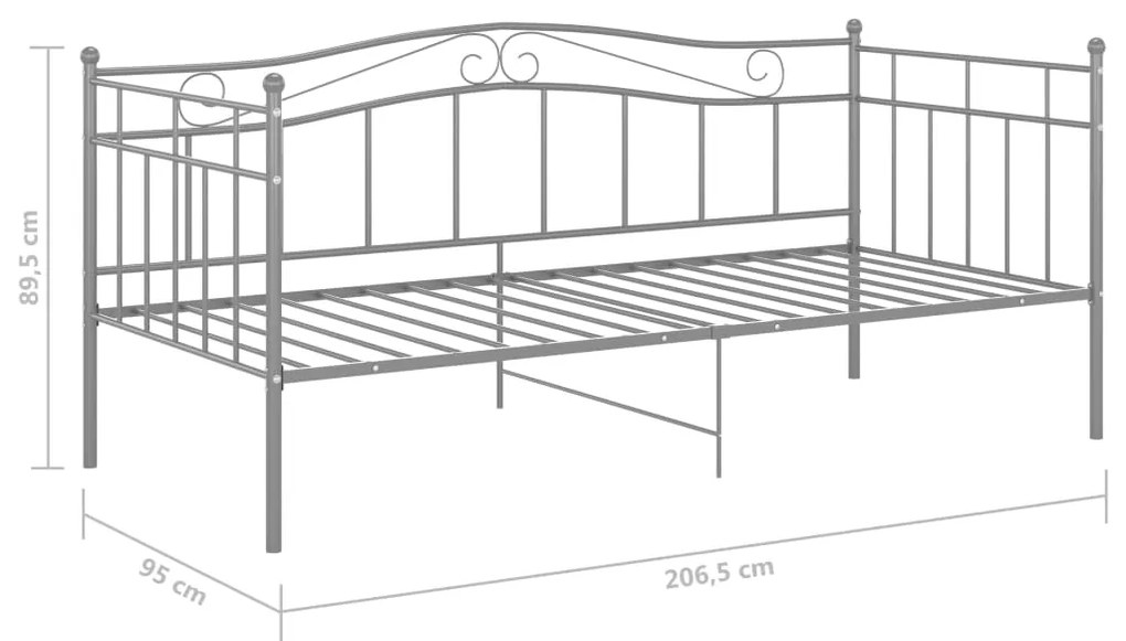 Πλαίσιο για Καναπέ - Κρεβάτι Γκρι 90 x 200 εκ. Μεταλλικό - Γκρι