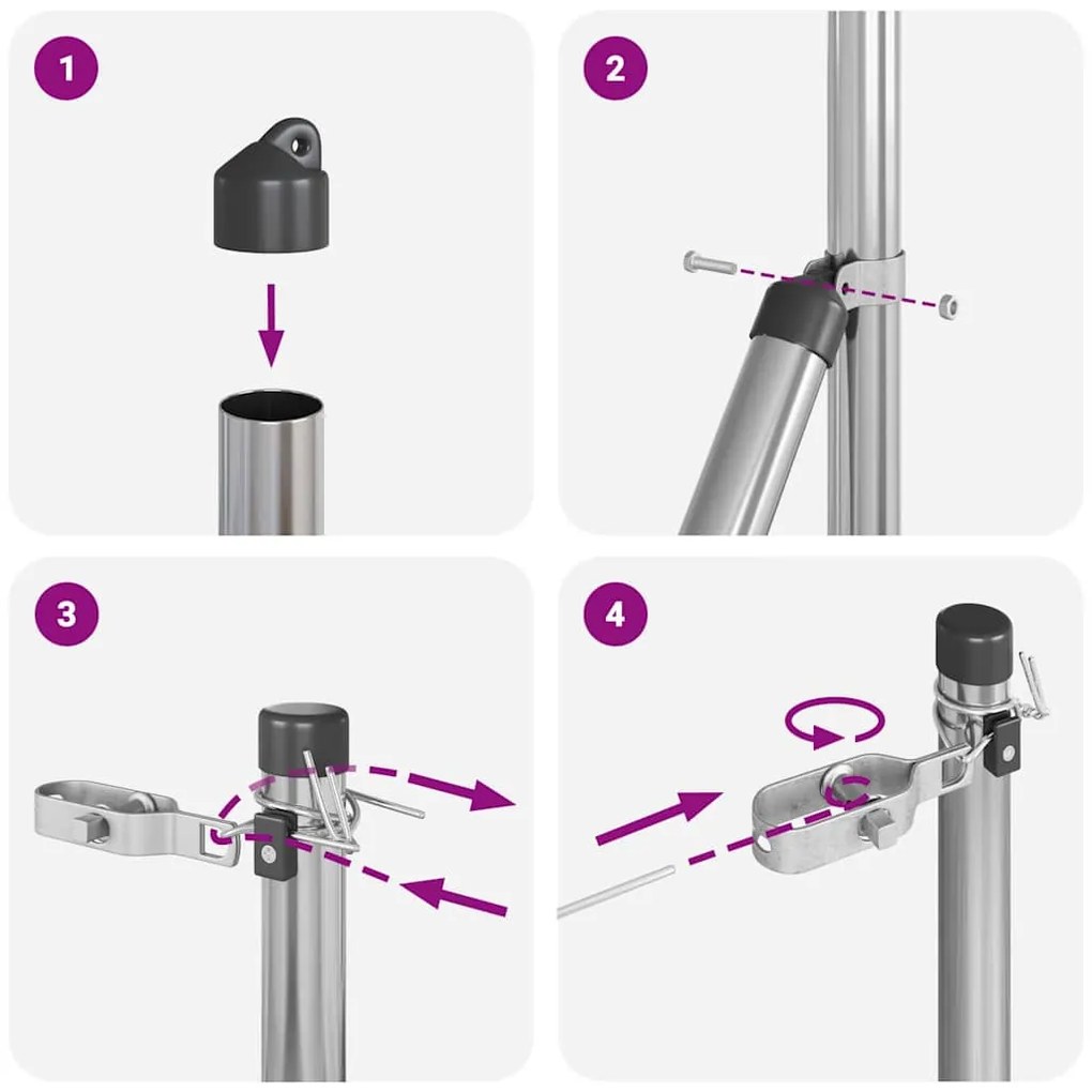 vidaXL Πό posts φράχτη 13 pcs Ασημί Ø32mm 190 εκ Γαλβανισμένος χάλυβας