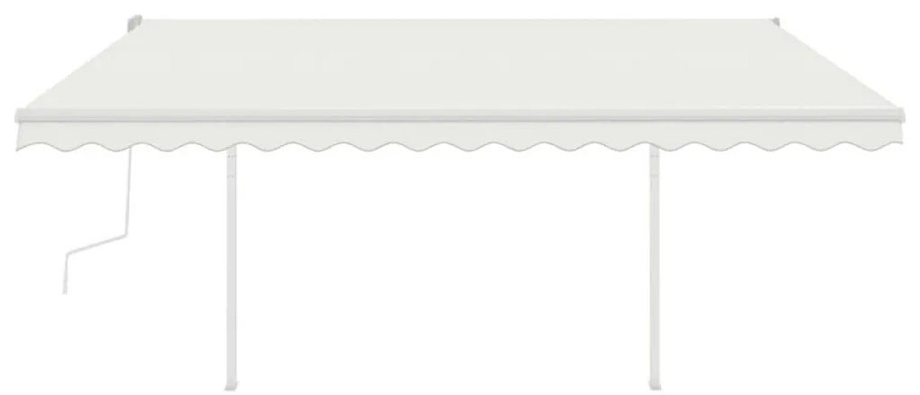 vidaXL Τέντα Συρόμενη Χειροκίνητη με Στύλους Κρεμ 4 x 3,5 μ.