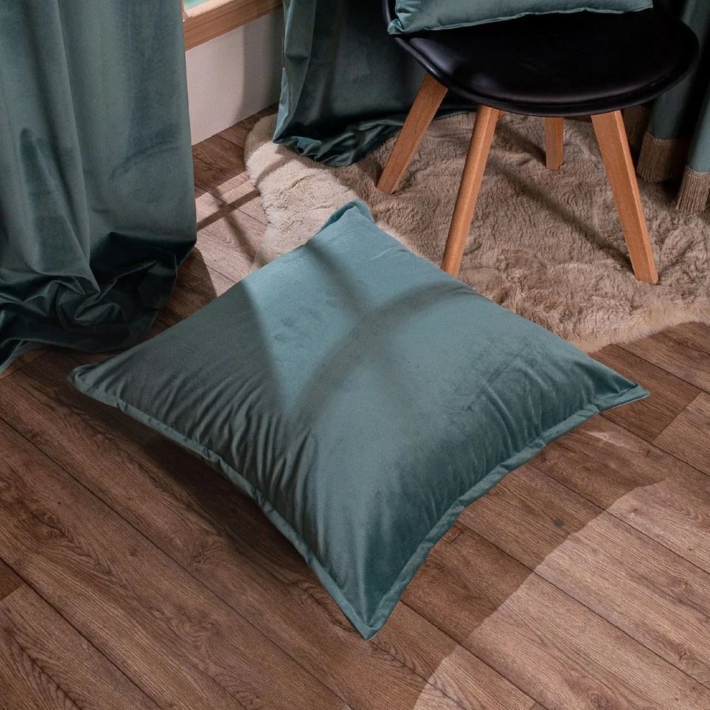 Μαξιλαροθήκη Διακοσμητική Δαπέδου Velvet 15 Pine Green Teoran 65Χ65 Cotton-Acrylic