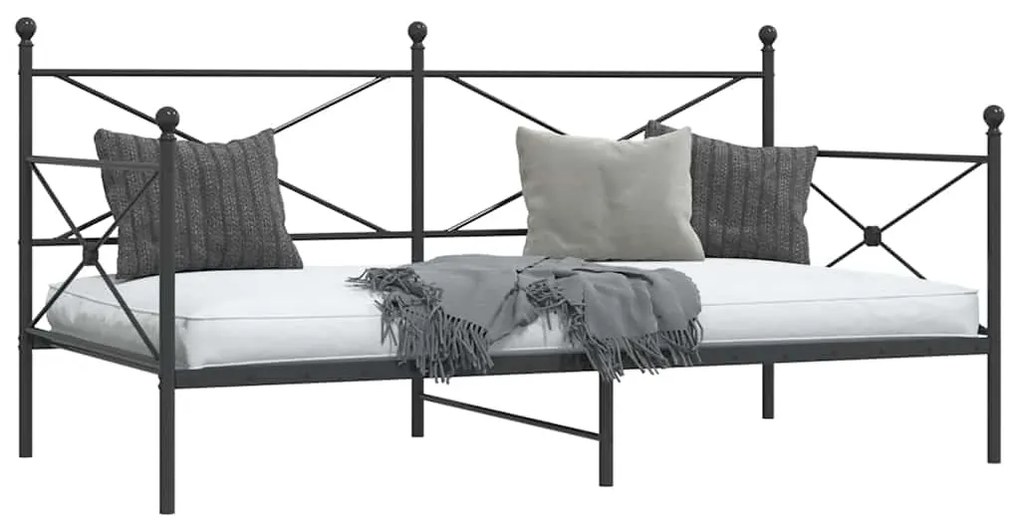 vidaXL Κρεβάτι ημέρας χωρίς στρώμα Μαύρο 100x190 cm Ατσάλι