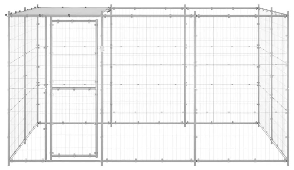 vidaXL Κλουβί Σκύλου Εξωτερικού Χώρου Στέγαστρο 7,26 μ² Γαλβ. Χάλυβας