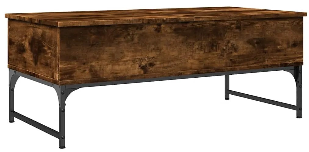 vidaXL Τραπεζάκι Σαλονιού Καπνιστή Δρυς 100x50x40 εκ. Επ. Ξύλο&Μέταλλο