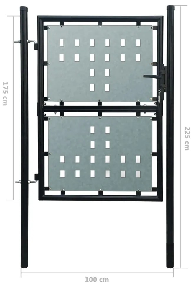 vidaXL Πόρτα Περίφραξης Μονή Μαύρη 100 x 225 εκ.