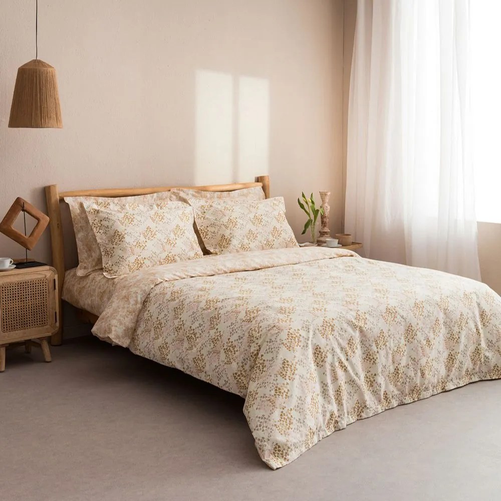 Κουβερλί Lydia-2 Brown-Beige Vesta Home Queen Size 230x270cm 100% Βαμβακοσατέν