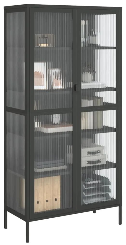 vidaXL Ψηλό Ντουλάπι Μαύρο 85 x 40 x 180 εκ. από Γυαλί και Ατσάλι
