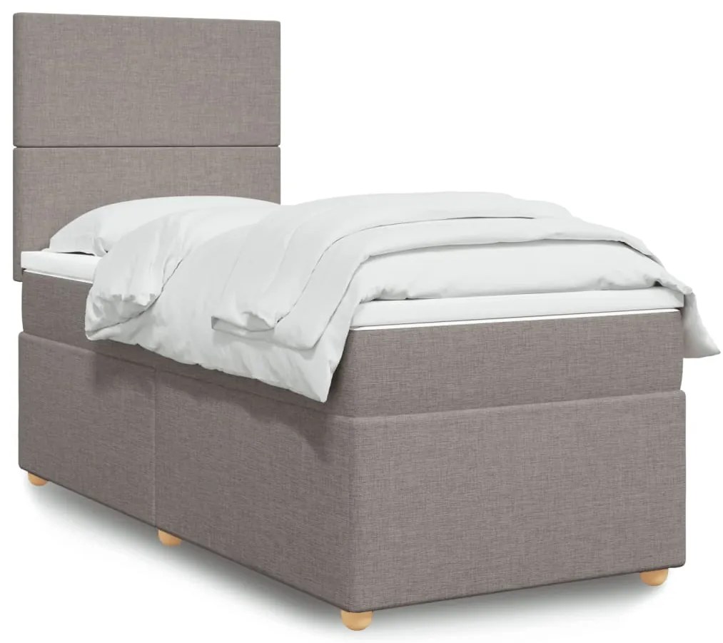 vidaXL Κρεβάτι Boxspring με Στρώμα Taupe 90x190 εκ.Υφασμάτινο