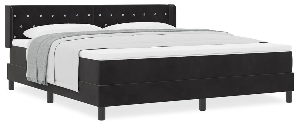 vidaXL Κρεβάτι Box Spring με Στρώμα Μαύρο 180x200 εκ Βελούδο
