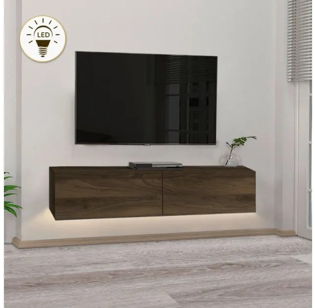 Έπιπλο τηλεόρασης επιτοίχιο Aristo Megapap με LED καρυδί 135x31,6x25εκ. GP042-0170,7-GP042-0170,7-Καφέ GP042-0170,7
