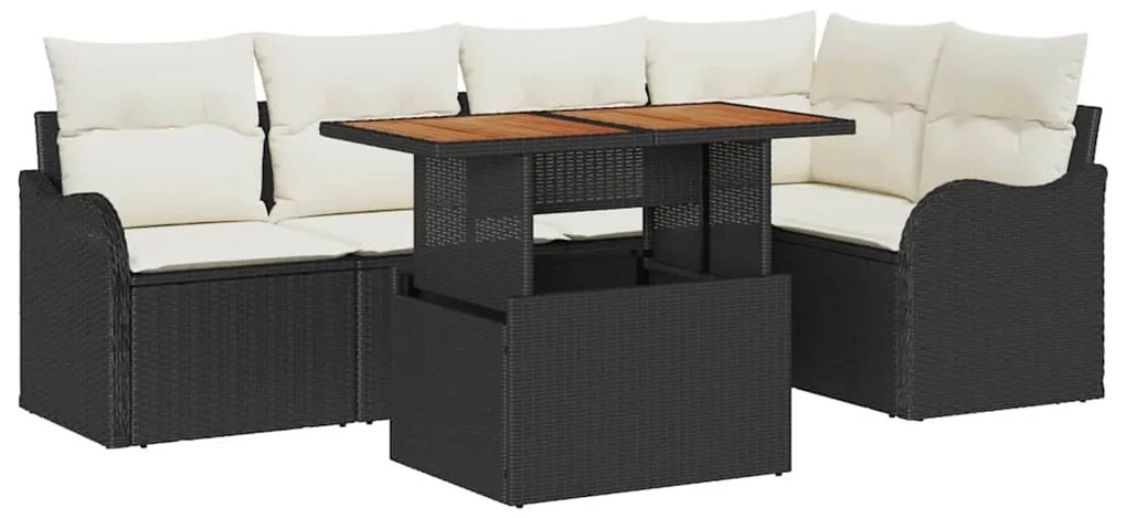 vidaXL Σετ Καναπέ Κήπου 6 pcs Μαύρο και κρεμ 100 x 55 x 73 εκ