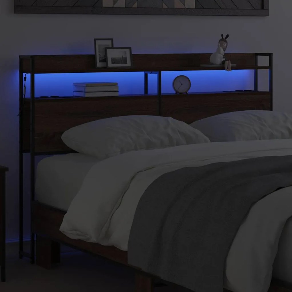 vidaXL Κεφαλάρι με ράφι Καφέ δρυς 140 cm Επεξεργασμένο ξύλο