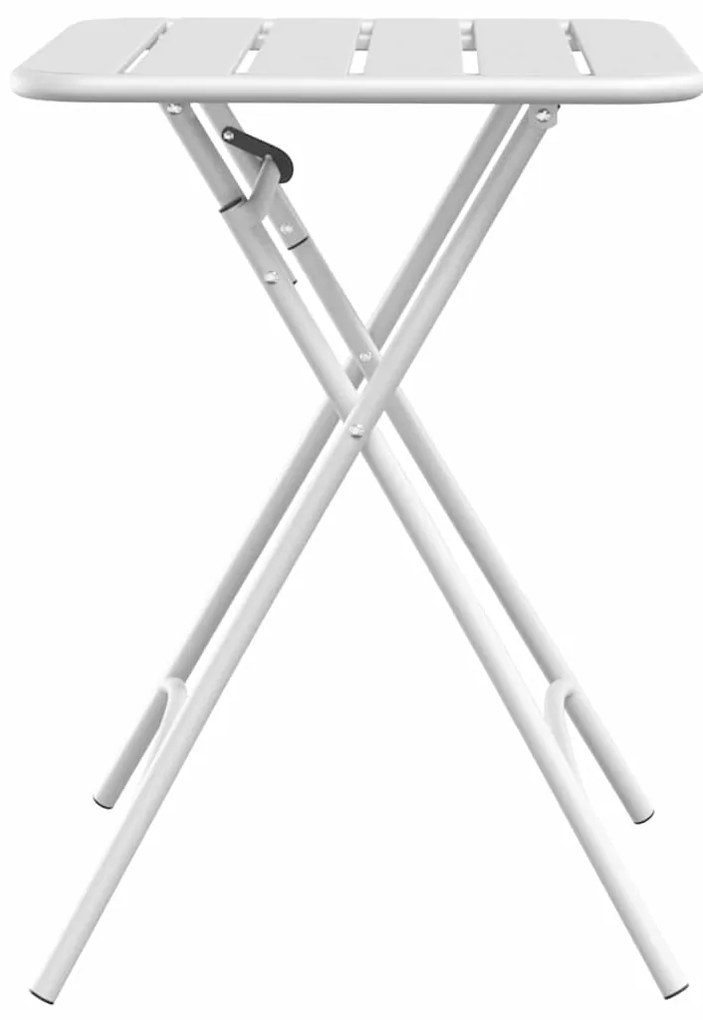 vidaXL Πτυσσόμενο Τραπέζι Κήπου Λευκό 55 x 55 x 73 εκ. Χάλυβας