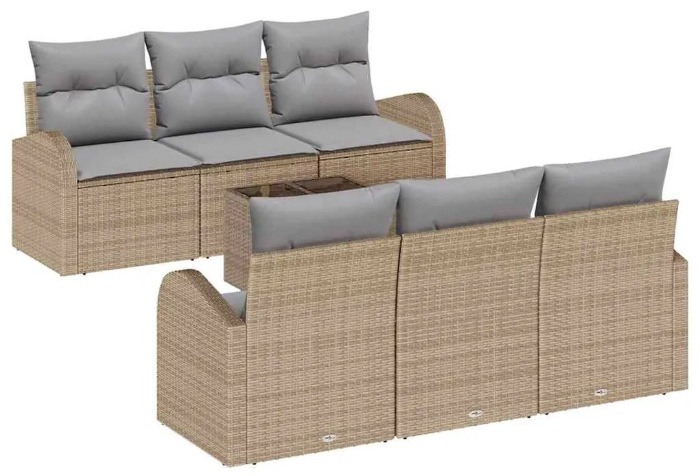 vidaXL Σετ Καναπέ Κήπου 7 pcs Μπεζ 55 x 55 x 37 εκ Πολυ ράταν