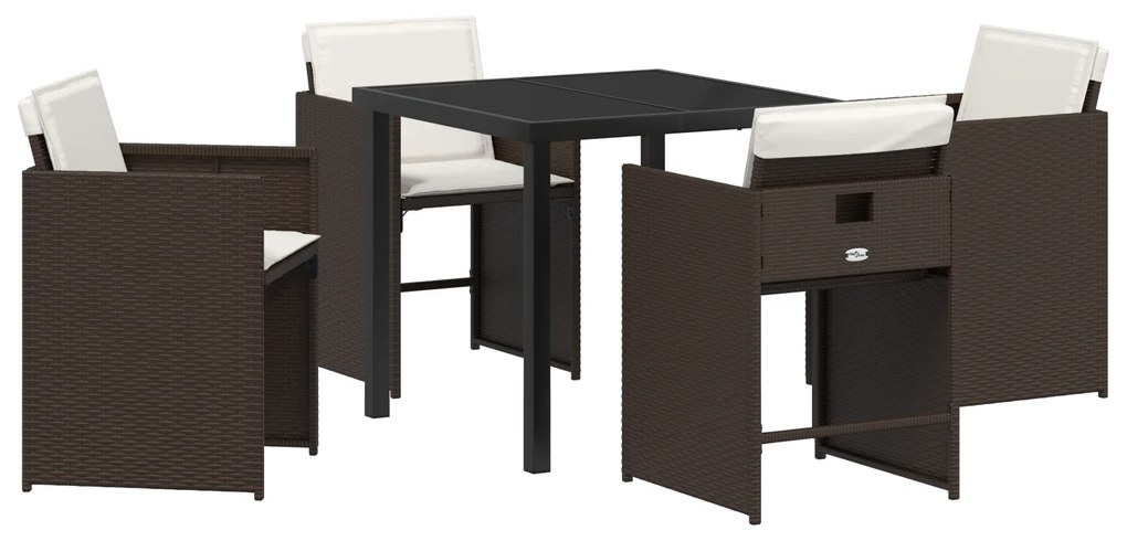 vidaXL Σετ κήπου 5 κομματιών  με μαξιλάρια Καφέ Poly Rattan