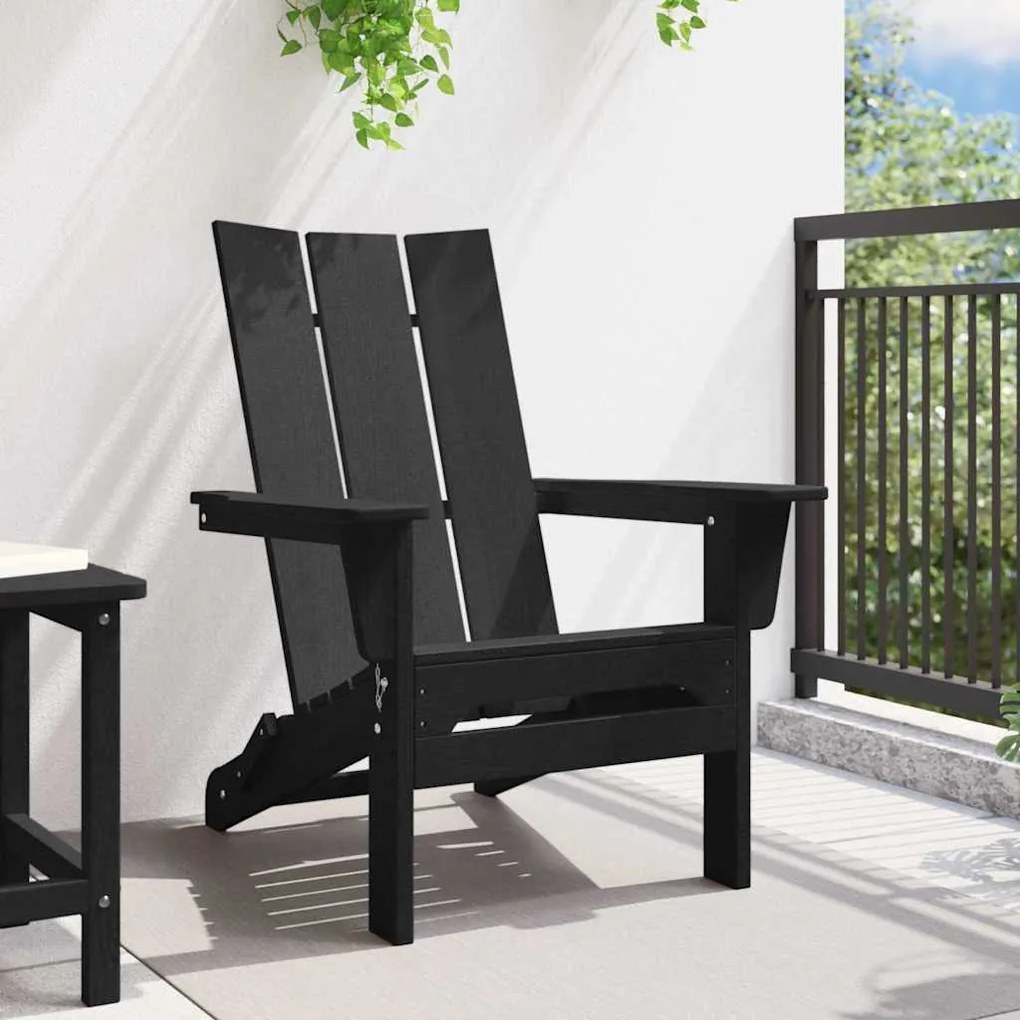 vidaXL Αναδιπλούμενη Καρέκλα Adirondack Μαύρη 74.5x80.5x90 εκ HDPE