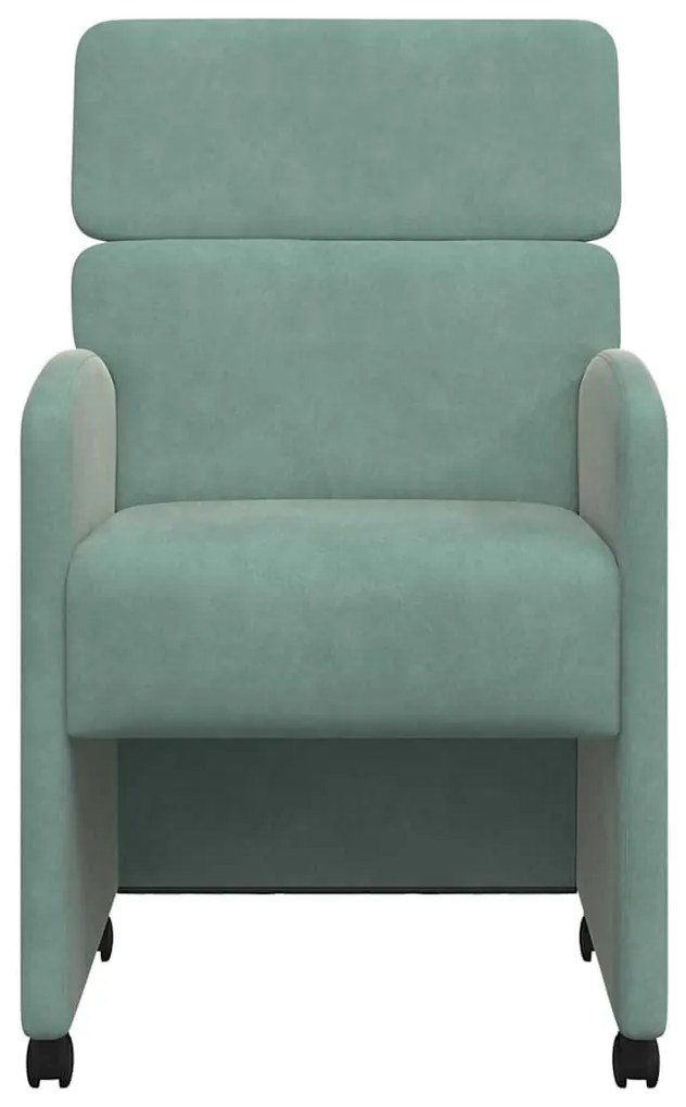 vidaXL Καρέκλες Φαγητού με Ρόδες 2 pcs Πράσινο της θάλασσας Βελούδο