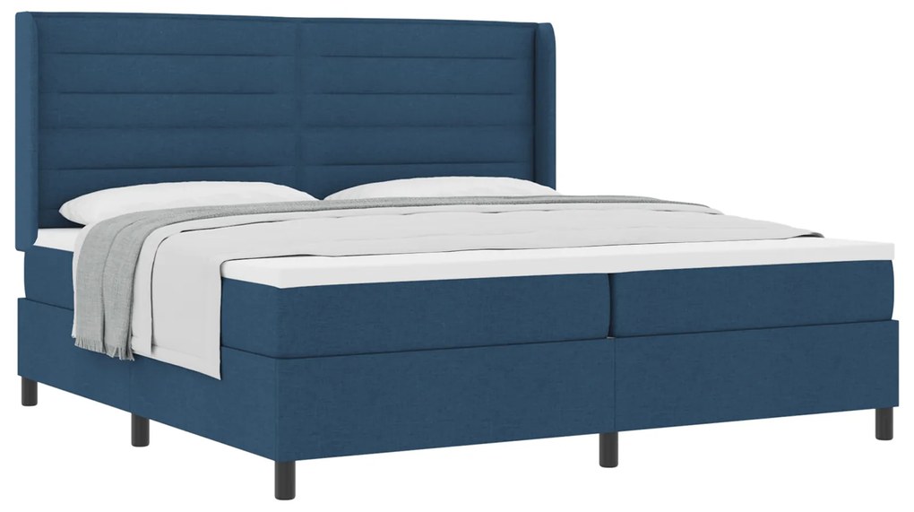 vidaXL Κρεβάτι Box Spring με Στρώμα Μπλε 200x200 εκ. Υφασμά