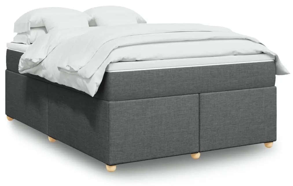 Κρεβάτι Boxspring με Στρώμα Σκούρο Γκρι 140x190 εκ. Υφασμάτινο