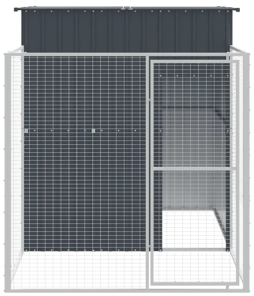 Σπιτάκι Σκύλου με Αυλή Ανθρακί 165x251x181 εκ. Γαλβαν. Χάλυβας - Ανθρακί