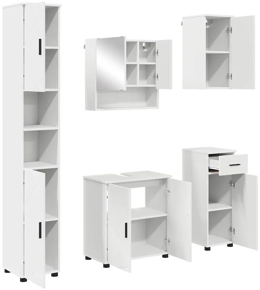 vidaXL Σετ Επίπλων Μπάνιου με συρτάρι 5 pcs Λευκό 61 x 35 x 64 εκ.