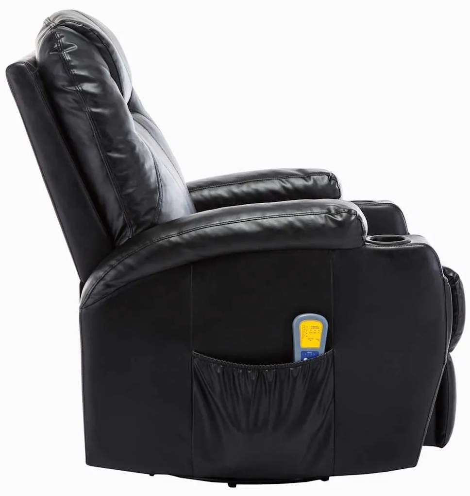 vidaXL Πολυθρόνα Μασάζ Ανακλινόμενη Μαύρη από Συνθετικό Δέρμα
