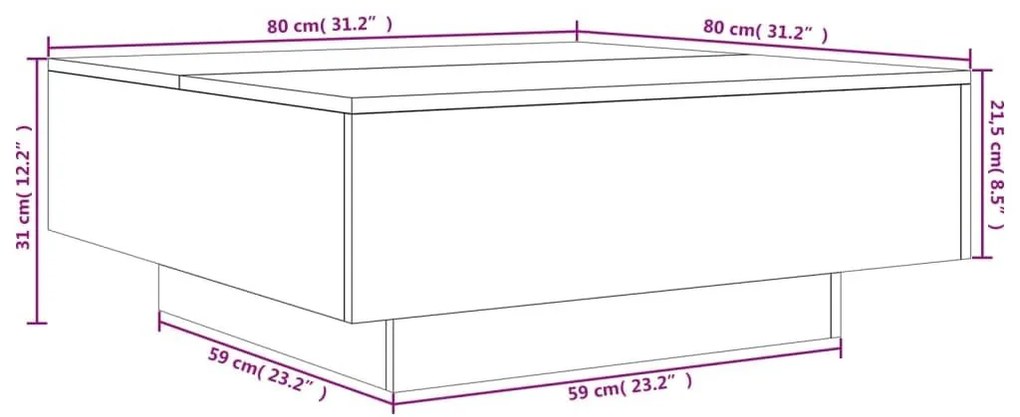 Τραπεζάκι Σαλονιού Γκρι Σκυρ. 80 x 80 x 31 εκ. Επεξ. Ξύλο - Γκρι