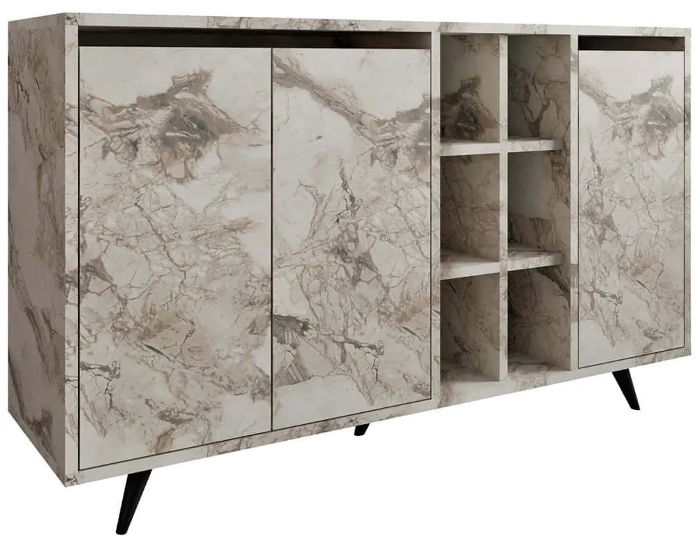 Μπουφές Seria 811MDD4155 140x40x86cm Marble Effect White Μοριοσανίδα, Μελαμίνη