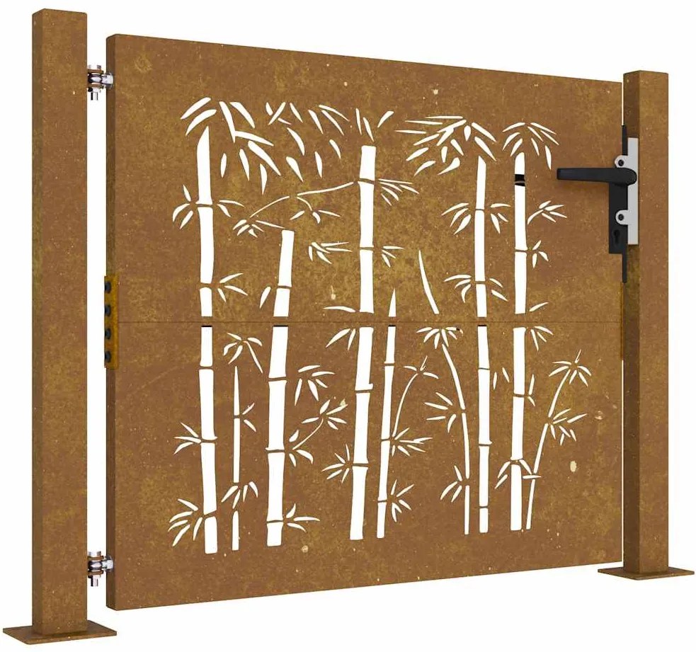 vidaXL Πόρτα Κήπου από Μπαμπού με Σχέδιο Ατσάλι Corten 100x75 εκ.