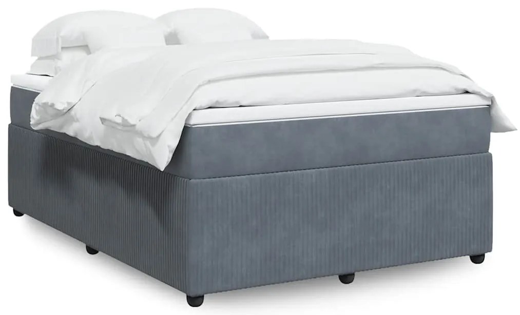 vidaXL Κρεβάτι Boxspring με Στρώμα Σκούρο Γκρι 140x190 εκ. Βελούδινο
