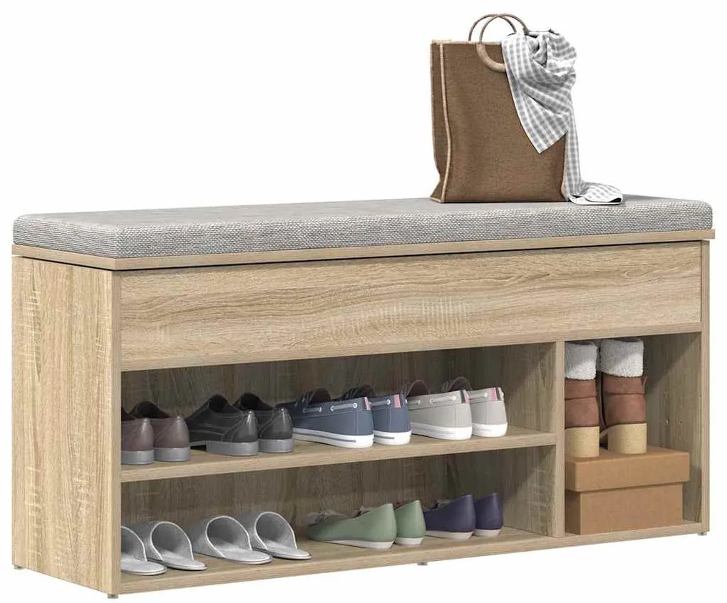 Πάγκος παπουτσιών vidaXL Sonoma Oak 102x30,5x45 cm Κατασκευασμένο ξύλο