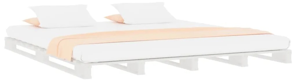 vidaXL Κρεβάτι από Παλέτες Λευκό 135x190εκ. Μασίφ Ξύλο Πεύκου Double
