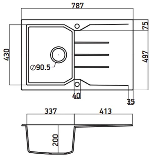 Νεροχύτης Sanitec 79 1B 1D-Γραφίτης