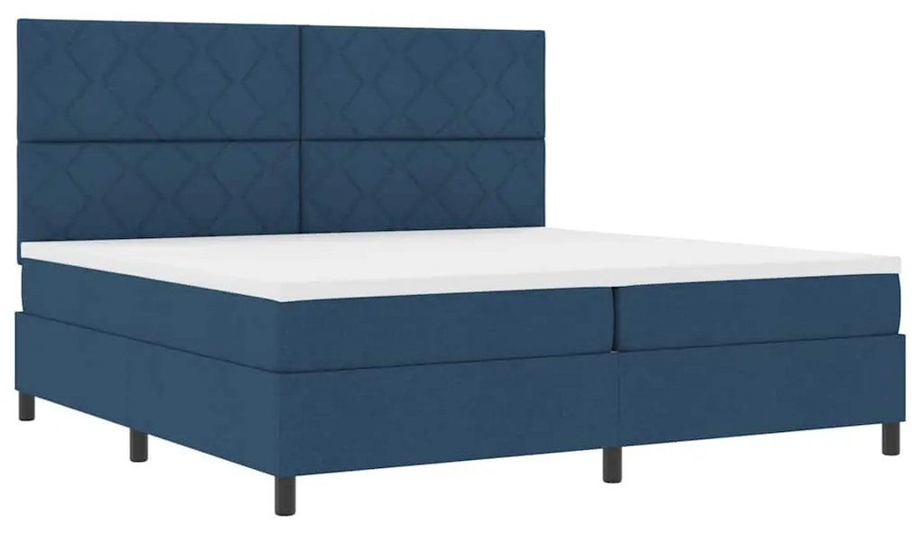 vidaXL Κρεβάτι με ελατήρια με στρώμα Μπλε 200 x 200 cm ύφασμα